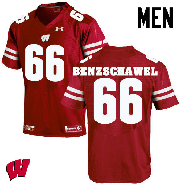Men Wisconsin Badgers #66 Beau Benzschawel College Football Jerseys-Red